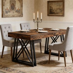 <b>Farmhouse</b> Kitchen <b>Dining</b> <b>Table</b> Dual-Use Office/Writing Desk with <b>Rustic</b> Style - Product Image 4