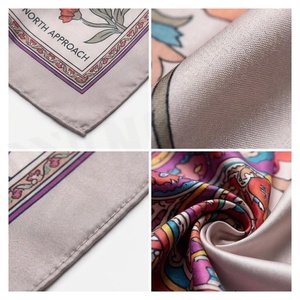 NORTH APPROACH Women's Square <b>Silk</b> Scarf Floral Print Elegant Multi-Functional Fashion Accessory All Seasons - Product Image 4