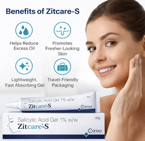 Gel à l'acide salicylique à 1 % Zitcare-S - 0,71 oz (20 g) |   Soins contre l'acné et les boutons pour une peau plus claire et plus lisse - Product Image 2