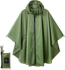Impermeable tipo poncho multicolor de primera calidad con capucha, cierre de cremallera, bolsa de almacenamiento compacta incluida, impermeables personalizados ODM OEM - Product Image 4