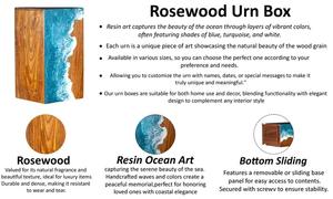 Urna Funeraria Artesanal de Madera de Palisandro con Arte de Resina Ola Oceánica - Product Image 4