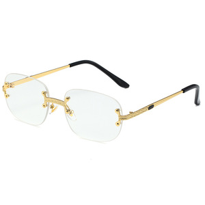 Lunettes de soleil rectangulaires vintage haut de gamme 2022 en métal dégradé, sans monture, pour hommes et femmes - Product Image 6