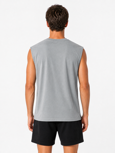 Camiseta sin mangas para hombre, chaleco de gimnasio de color liso, mezcla de algodón transpirable, camiseta informal de verano para entrenamiento muscular, ligera y cómoda - Product Image 3