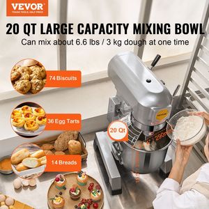 Impastatrice Commerciale da 18,7L con 3 Velocità Regolabili, 1100W, Ciotola in Acciaio Inox, 3 Mixer Alimentari Commerciali - Product Image 2