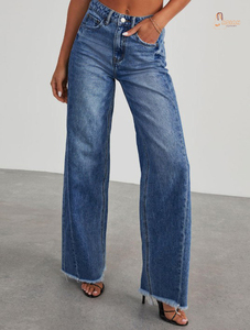 Pantalones Cargo de Mezclilla para Mujer, Color Personalizado, Cintura Media, Corte Recto Regular, Transpirables, Ligeros, con Parches y Agujeros - Product Image 2