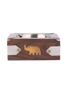 Cenicero Cuadrado de Madera y Metal al por Mayor, Cenicero de Lujo para Cigarros de Madera Sheesham con Inserto de Acero Inoxidable y Detalles en Latón - Product Image 3