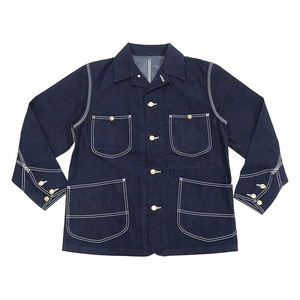 Indigo Denim Work <b>Jacket</b> <b>Men</b> <b>Utility</b> Cardigan Style <b>Jacket</b> with Multiple Pockets for Casual Outdoor Wear - Product Image 3