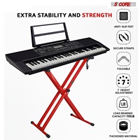 Soporte para Teclado de 5 Niveles, Forma de X Doble, Ajustable, Plegable, Portátil, con Correa de Bloqueo