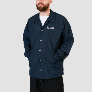 Veste matelassée classique unisexe épaisse, bleu marine, col montant, logo sur le devant, imperméable, coupe-vent, polyester, fermeture éclair - Product Image 4