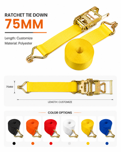 Sangle d'arrimage à cliquet en polyester robuste de qualité industrielle Provina 75 mm 8000 kg avec crochets métalliques certifiée GS & CE pour le transport de machines - Product Image 3