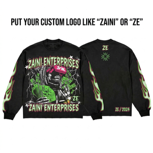 360g Premium 100% Cotton <b>Fleece</b> Black Men Pullover <b>Sweatshirt</b> Regular Fit Eco-Friendly Breathable Embroidered <b>Lined</b> DTG Print - Product Image 1