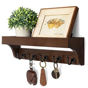 Walnut Wood Veneer with Light Inlay wooden <b>key</b> holders and wall hooks OEM Custom Wholesale | Aqdus Saleem India - Product Image 1