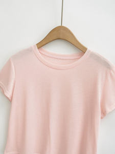T-shirt court essentiel minimaliste rose pâle pour femme 2026 – Coupe ajustée en coton uni à manches courtes, décontracté, basique, été, rose blush HD - Product Image 3