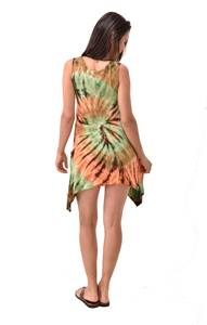 Vestido de verano de rayón con estampado tie-dye estilo bohemio, con bolsillos y dobladillo de hada - Product Image 2