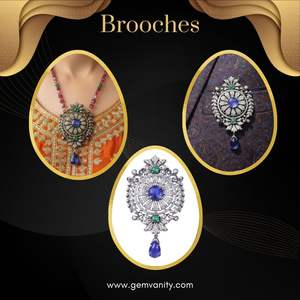 Gold-Plated Tanzanite Emerald and Diamond Unisex Brooches aka Necklaces - Product Image 6