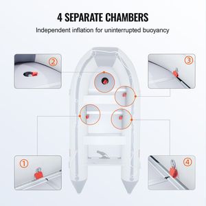 Gommone Tender Sportivo Gonfiabile da 6 Persone con Panca Regolabile in Alluminio e Paiolato in Legno Marino, Portata 1500 Lb, con Remi - Product Image 6