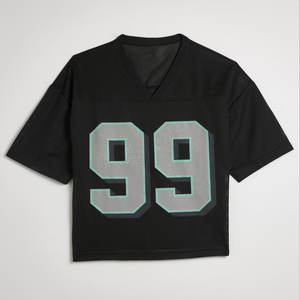 Camiseta de malla 100% algodón ultraligera con cuello en V, tejido abierto, corte holgado, estilo urbano, anti-bolitas, de secado rápido - Product Image 6