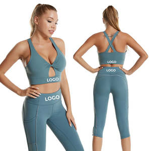 Conjunto de Yoga GAF de 2 Piezas, Ropa Deportiva para Gimnasio y Running, Bra Deportivo, Top Corto, Shorts de Cintura Alta, Conjuntos Deportivos, Tallas Grandes, Ecológico - Product Image 1