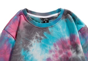 Venta al por mayor 100% algodón cuello redondo hombro caído línea larga tie Dye Jersey sudadera logotipo personalizado de punto vintage hombres sudaderas - Product Image 6