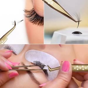 ชุดแหนบต่อขนตาเคลือบทอง ปลายเรียบละเอียด สำหรับการต่อขนตา - Product Image 5