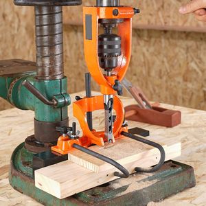 Accessorio per mortasatura per trapano a colonna con 4 punte modello, set di scalpelli per fori quadrati, localizzatore per trapano da banco, utensili per tenoni per la lavorazione del legno - Product Image 1