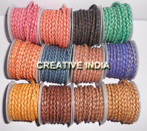 Cordones de Cuero Trenzado Metálico Rosa Lavanda al por Mayor, 4mm, Ecológicos, Hechos a Mano, para Bolsos, Prendas, Zapatos y Textiles para el Hogar - Product Image 2