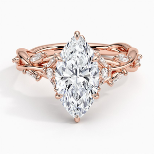 Anillo de boda clásico para mujer, de plata de ley 925, con diamantes de moissanita de corte marquesa y diseño de hoja. - Product Image 5
