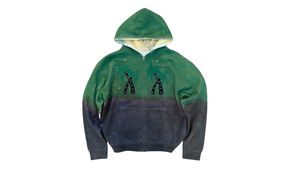 Sweat-shirt unisexe à capuche zippé tie-dye dégradé violet-noir, coupe ample, épaules tombantes, options d'effets usés disponibles, MOQ 10 - Product Image 2