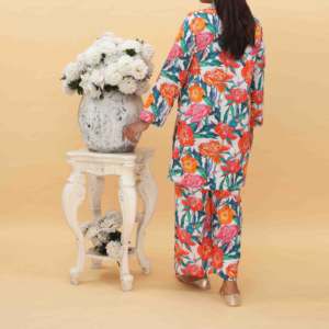 2PC Digital Printed Cambric Cord Set PS5129 para vestidos de cóctel elegantes - Product Image 1