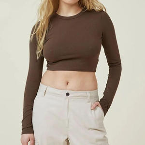 Women's Navy Blue Crop <b>Top</b> Short Sleeve Crew Neck Regular Fit Canvas Casual Solid Color Spring/Summer Wear Eco-Friendly Quick - Product Image 4