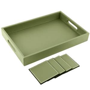 Bandeja de Servir de Madera de 10x15 Pulgadas, Bandeja de MDF Premium, Plato Rústico para Té y Café, Decoración para Mesa de Comedor y Cocina - Product Image 1