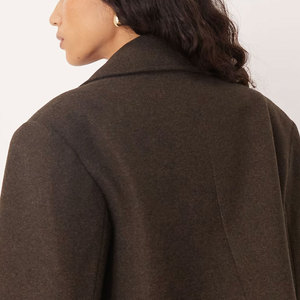 Abrigo Corto de Lana para Mujer, Doble Botonadura, Color Sólido, Cuello con Muescas, Manga Larga, Ropa Exterior Informal, Abrigos Cortos de Lana - Product Image 5