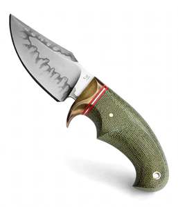 Couteau utilitaire artisanal à lame fixe en acier, avec manche en micarta, garde en laiton et entretoises rouges, vente en gros - Product Image 1