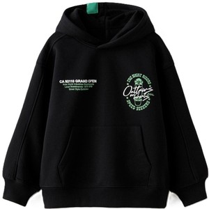 Sweat-shirt à capuche noir pour homme avec logo imprimé personnalisé, coupe classique, en coton molletonné, pour l'automne, OEM 2026 - Product Image 1