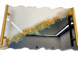 Bandeja de Servir Rectangular de Mármol Blanco Más Vendida, con Asa de Metal Chapada en Oro, Diseño Único y Elegante - Product Image 2