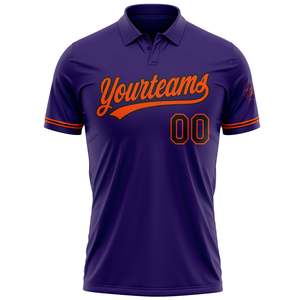 Polo de baseball violet personnalisé pour homme, manches courtes, sublimation du nom et du numéro de l'équipe 00, évacuation de l'humidité, coupe classique, toutes saisons - Product Image 2