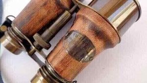 Jumelles vintage en laiton, grossissement 5x, finition antique polie, jumelles nautiques marines, sangle en cuir, télescope vintage - Product Image 5