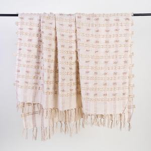 High Quality 100% <b>Woven</b> Cotton <b>Throw</b> Blanket Striped Pattern with Decorative with Tassel - Product Image 6