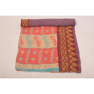 Handcrafted Cotton Kantha Gudri Reversible Quilt Soft Lightweight Bed Cover for Bedroom and Living Room - Product Image 4