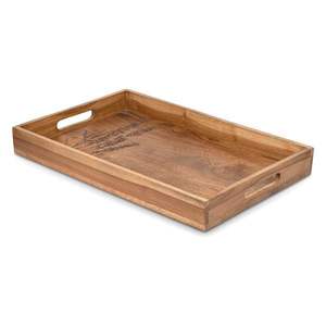 Bandeja de servir rectangular de madera hecha a mano con asas, bandeja de comida de madera maciza natural para la cocina, mesa de comedor y decoración del hogar. - Product Image 1