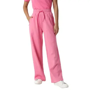2024 último estilo Pantalones de mujer ropa informal logotipo personalizado Color sólido mujeres Flare Track Pant