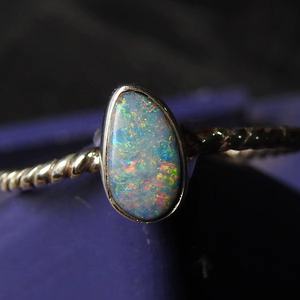 Bague en opale doublet australienne, sertie classique, argent sterling 925, taille US 7,5, cadeau de mariage pour elle, bijoux MS - Product Image 1