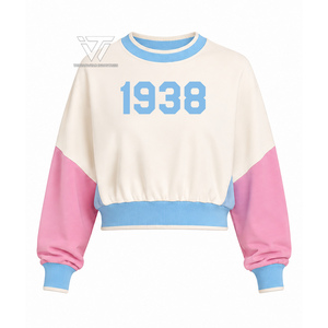 บริษัท จั๊ค แอนด์ จิล ออฟ อเมริกา อิงค์ ขายส่งสินค้าจากกรีซ เสื้อผ้าผู้หญิง เสื้อสเวตเตอร์ครอปปักลาย 1938 คัลเลอร์บล็อค - Product Image 1