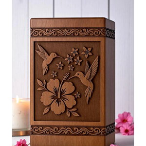Engraved Hummingbird Wooden Cremation Urn: Personalized <b>Memorial</b> <b>Keepsake</b> urn <b>Memorial</b> <b>Keepsake</b> by AYAANS - Product Image 5