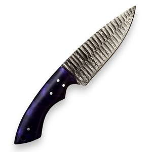 Couteau à Découper en Acier Damas Fait Main en Gros, Manche en Résine Violette, Couteau à Lame Fixe EDC pour la Chasse et l'Extérieur, Fabricant - Product Image 5