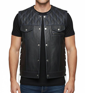 SANCHAL INTERNATIONAL OEM Custom Design High Quality Embroidery Top Grade <b>Thick</b> Cowhide Leather Woolen Breathable Fully Vest - Product Image 1