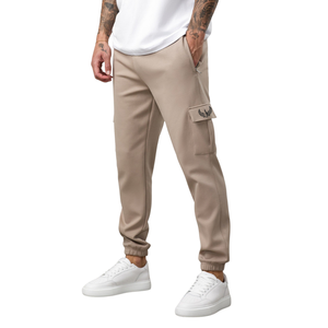 Mens Beige Full <b>Zip</b> <b>Hooded</b> Tracksuit Set Casual Athletic Sweatshirt and Jogger Pants Sportswear Training Workout Outfit Set - Product Image 4