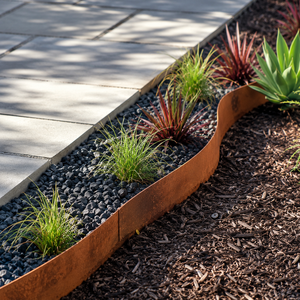 Bordure de jardin en acier Corten, bordure paysagère en métal rouillé, bordure de pelouse flexible, séparateur de lit de plantation avec piquets de fixation au sol - Product Image 2