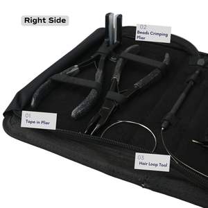 Kit d'outils professionnels noirs pour extensions capillaires avec applicateur de bandes adhésives, pince à sertir pour micro-liaisons, outil de retrait de perles et séparateur de mèches - Product Image 3