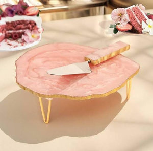 Support à gâteau en résine époxy rond avec poignée métallique, sur mesure, fournisseur en gros, pour fêtes de Noël - Product Image 6